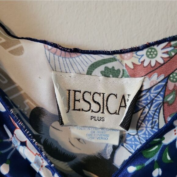 Vintage Blue Patterned Dress - Picture 6 of 7